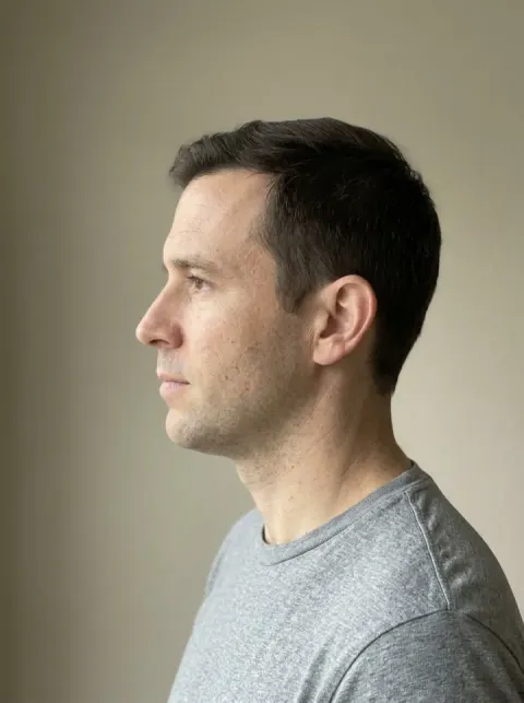 Profile angle selfie, demonstration model